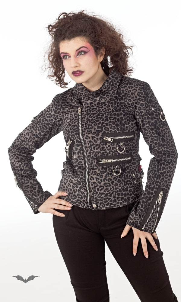 Queen of Darkness - Grey Leopard Jacket with many Zippers