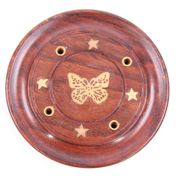 Decorative Sheesham Wood Round Butterflies Ashcatcher IF165
