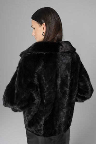 Black Luxury Genuine Mink Fur Jacket-1