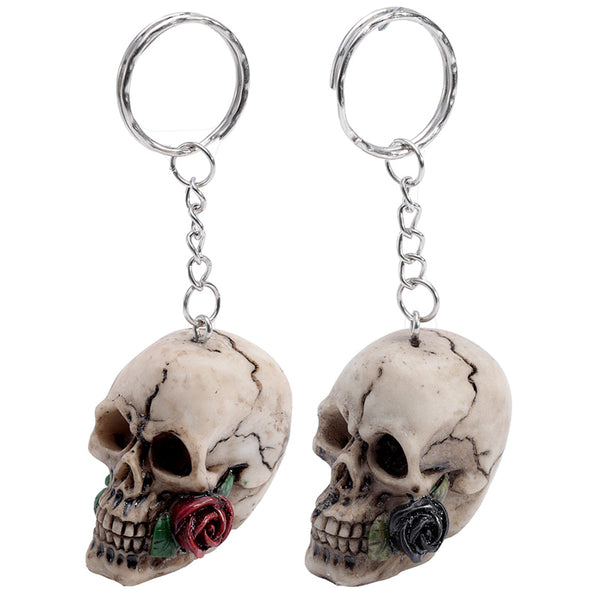 Novelty Keyring - Skulls and Roses Skull with Rose KEY171-0