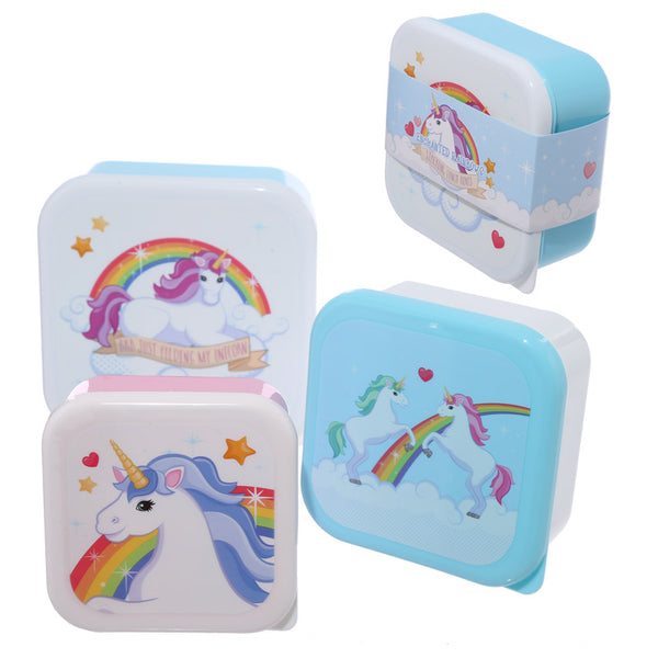 Lunch Boxes Set of 3 (S/M/L) - Enchanted Rainbow Unicorn LBOX08-0