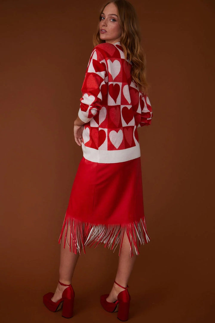 Love Heart Design Red - Cream Cashmere Jumper-2
