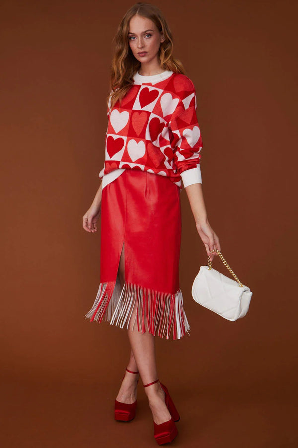 Love Heart Design Red - Cream Cashmere Jumper-0