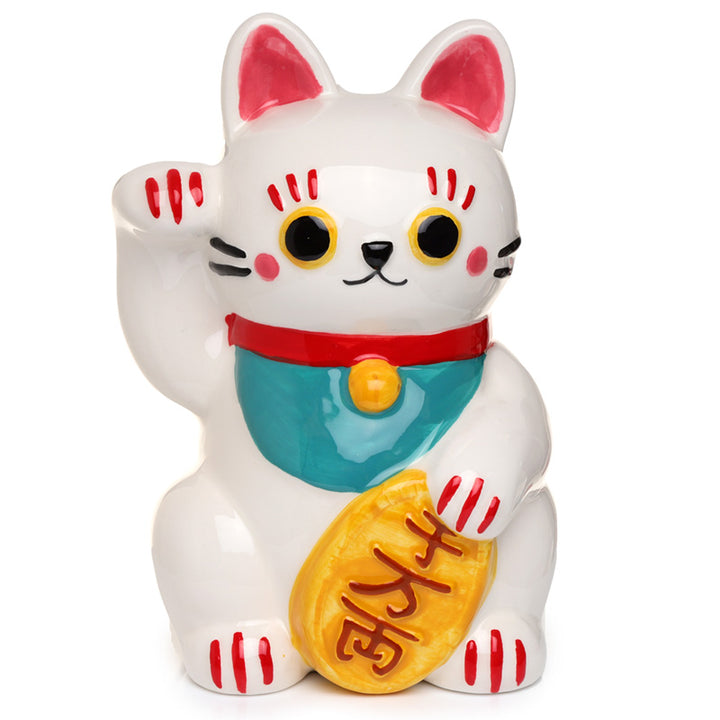 Collectable Ceramic White Maneki Neko Lucky Cat Money Box MB260-0