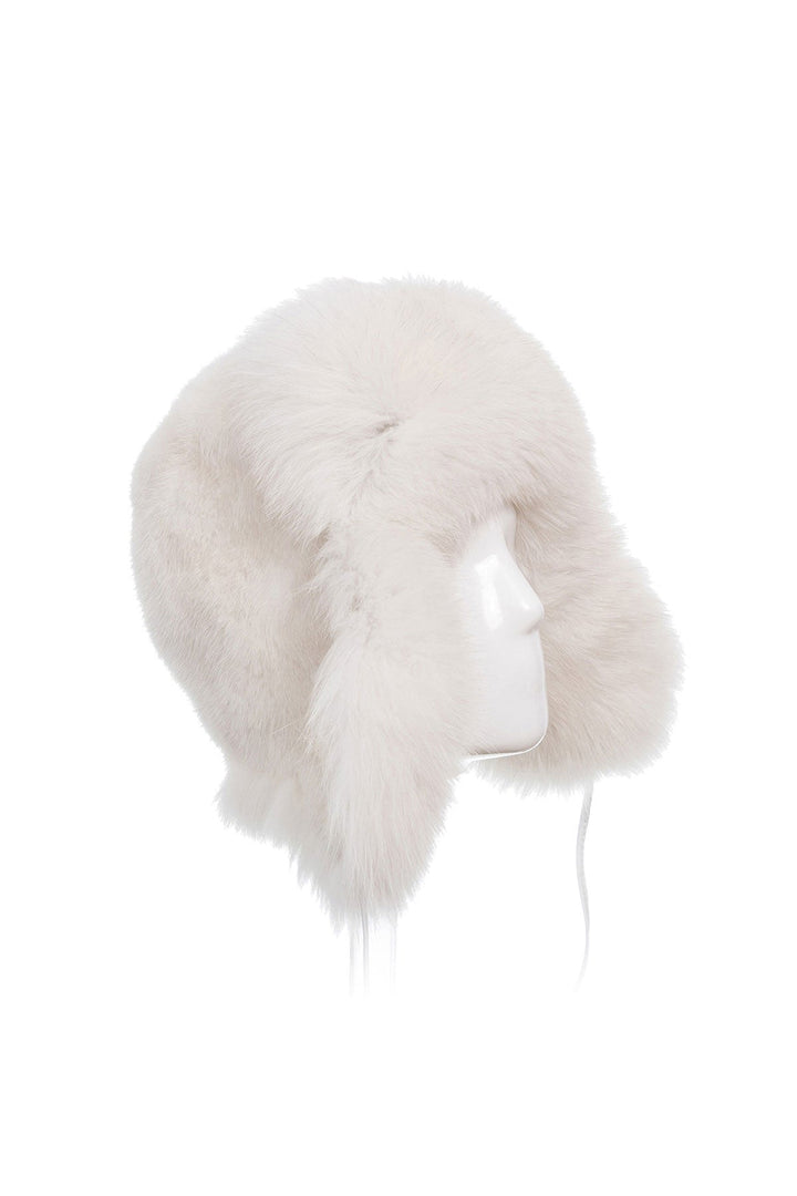 White Genuine Arctic Fox and Mink Fur Hat-1