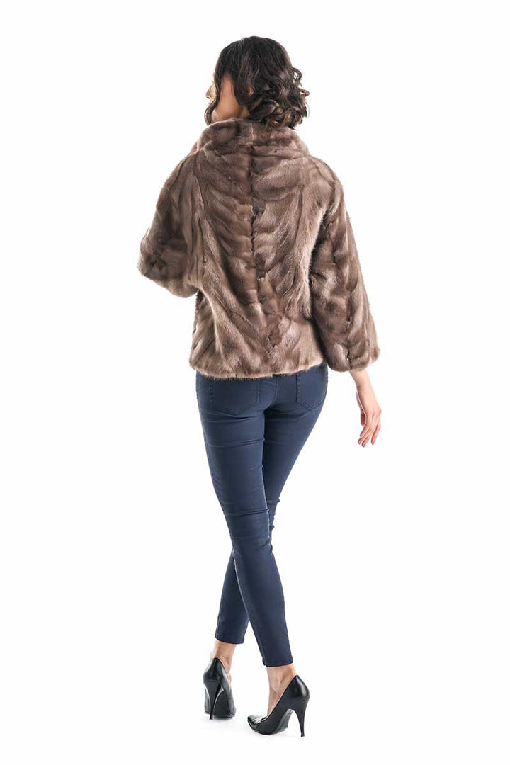 Taupe Genuine Mink Fur Jacket-1