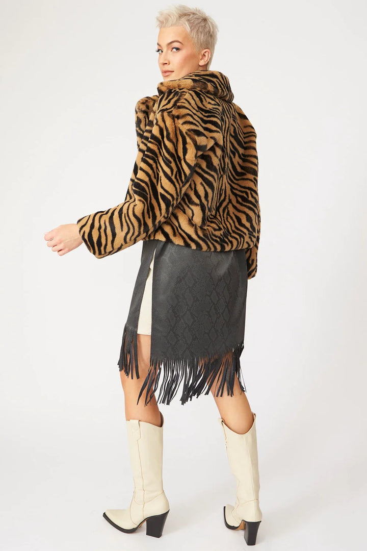 Mocha Faux Fur Cropped Tiger Print Jacket-2