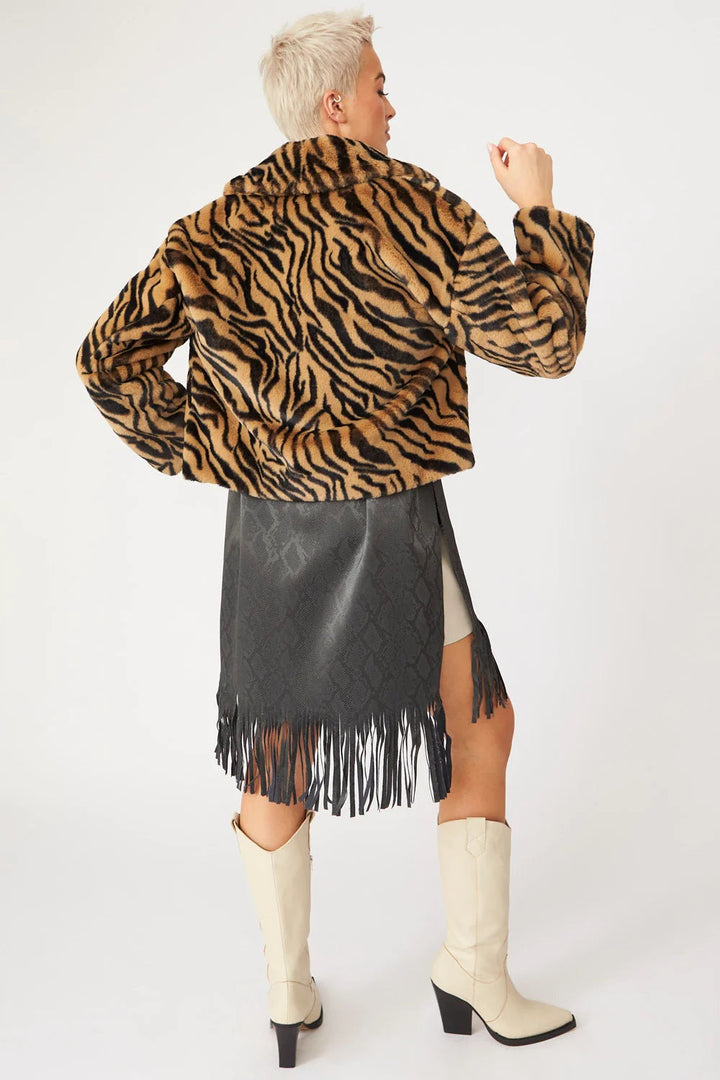 Mocha Faux Fur Cropped Tiger Print Jacket-3
