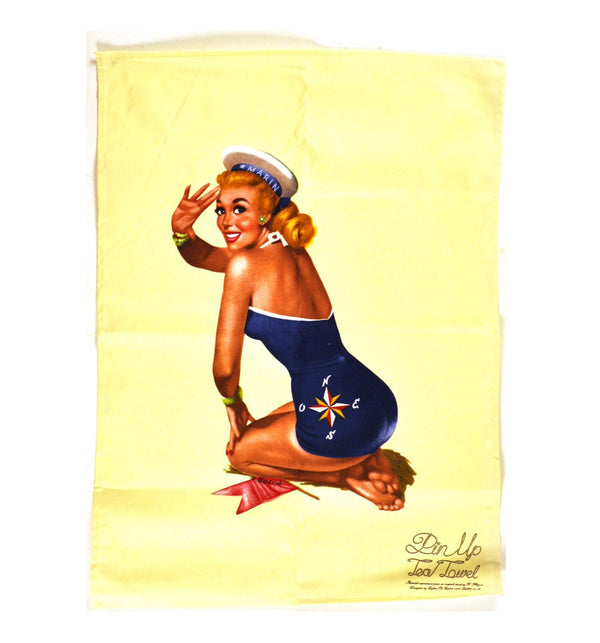 Luckies of London - Nautical Pin Up Girl Tea Towel - Egg n Chips London