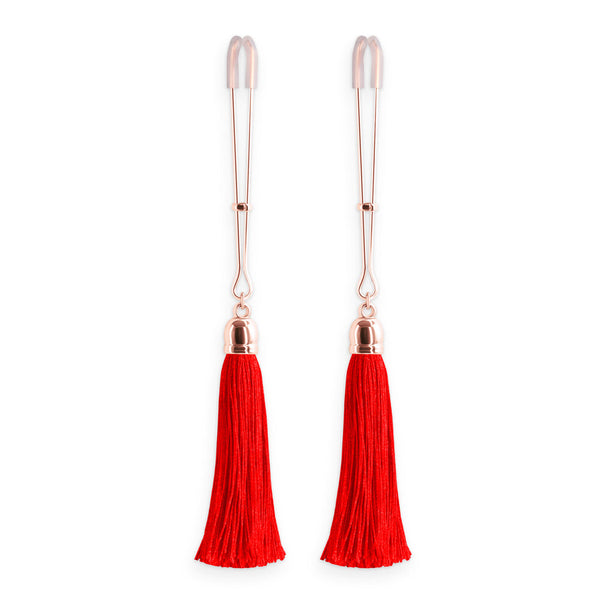 Bound Nipple Clamps Red Tassel-0