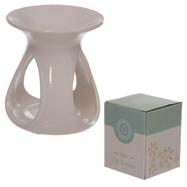 Simple Abstract High Gloss White Ceramic Oil and Wax Burner OB115B-0