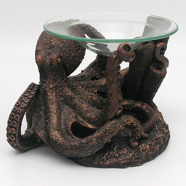 Bronze Octopus Resin Oil and Wax Burner with Glass Dish OB357
