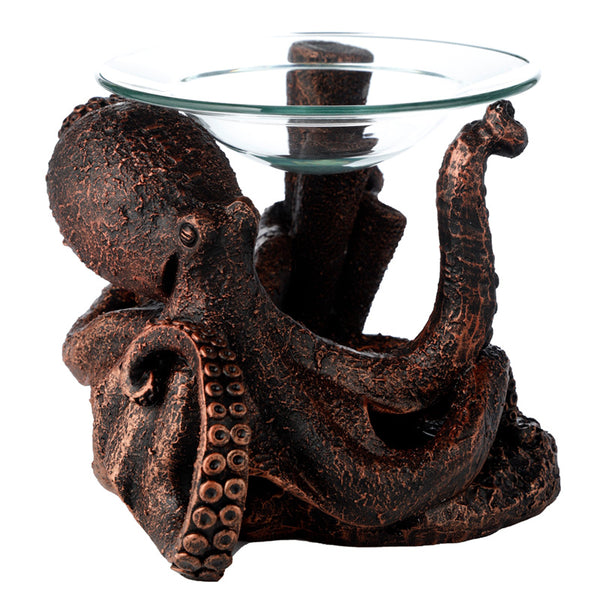 Bronze Octopus Resin Oil and Wax Burner with Glass Dish OB357-0
