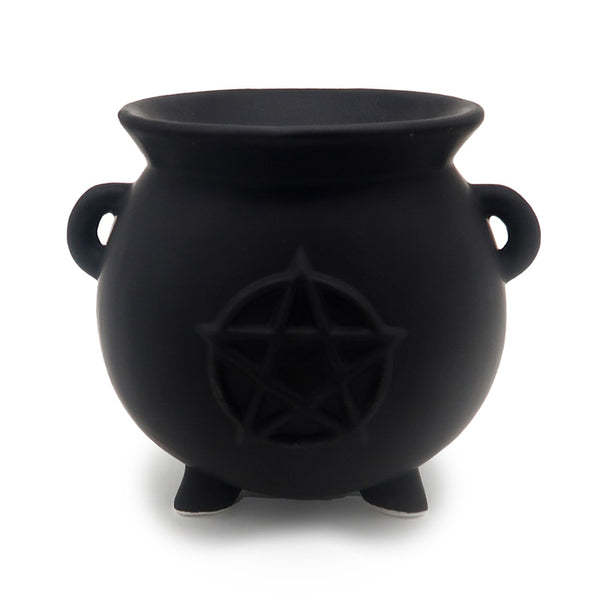 Black Witches Cauldron Shaped Oil Burner with Pentagram OB384-0
