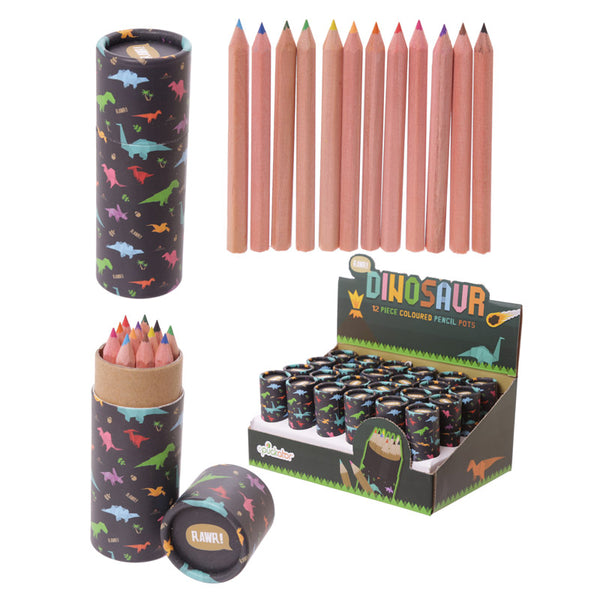 Fun Kids Colouring Pencil Tube - Dinosaur Design PCASE10-0