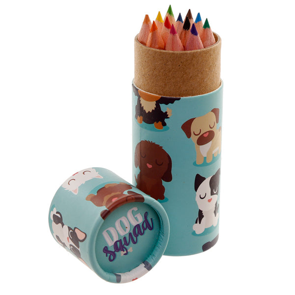 Fun Kids Colouring Pencil Tube - Dog Squad PCASE32-0