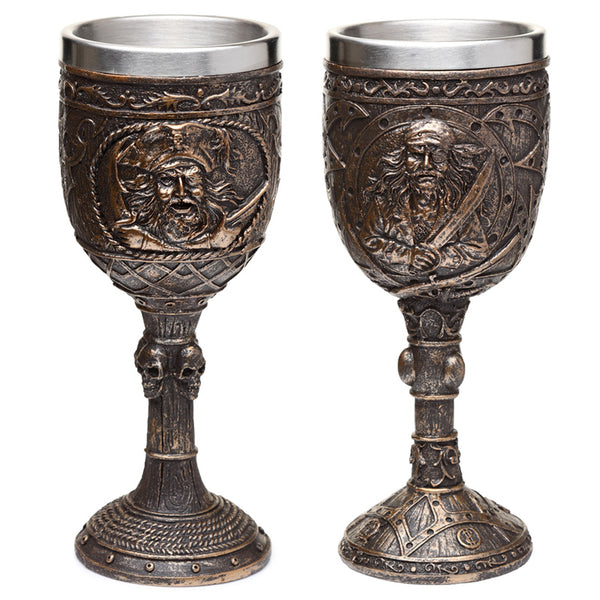Decorative Goblet - Brushed Gold Wood Effect Pirate PIR04-0