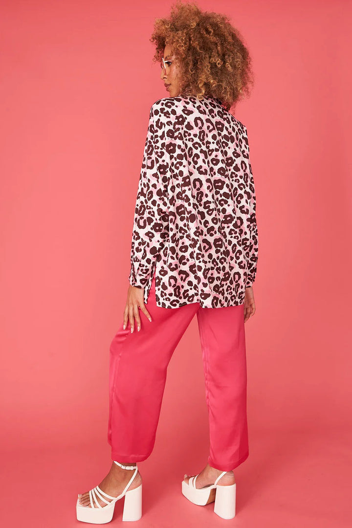 Pink Silk Blend Animal Print Shirt-3