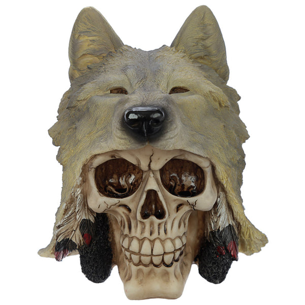 Fantasy Skull with Wolf Head Ornament SK260