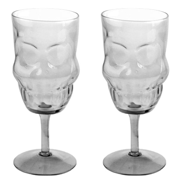 Glass Skull Head Shaped Set of 2 Wine Glasses SK342