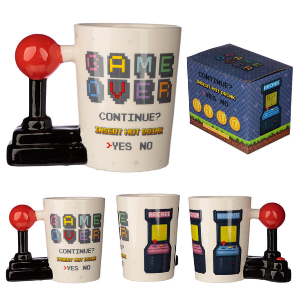 Ceramic Gaming Joystick Shaped Handle Mug with Arcade Decal SMUG189