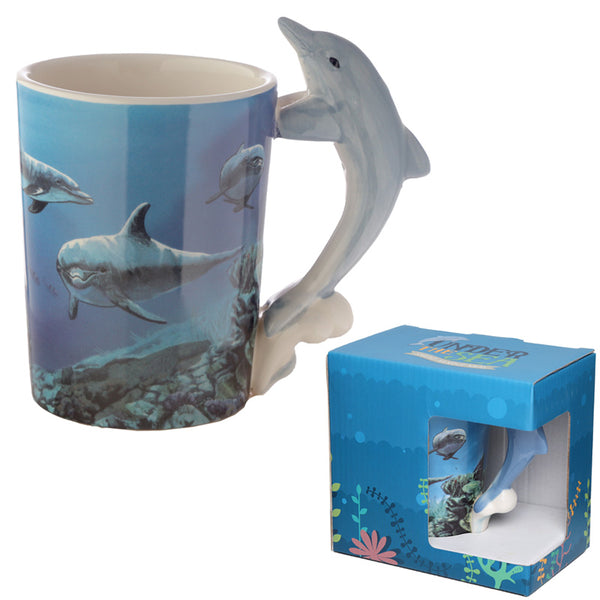 Ceramic Sealife Printed Mug with Dolphin Handle SMUG20