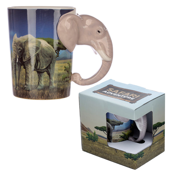 Ceramic Safari Printed Mug with Elephant Head Handle SMUG21