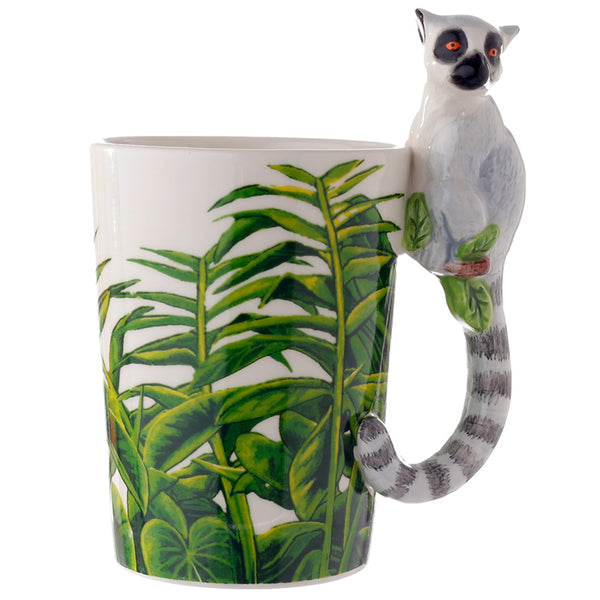 Novelty Ceramic Jungle Mug with Lemur Shaped Handle SMUG28