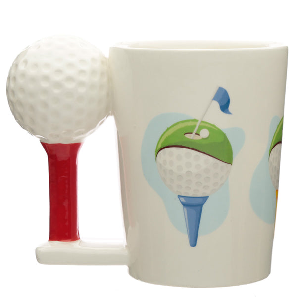 Ceramic Golf Ball and Tee Shaped Handle Mug SMUG319