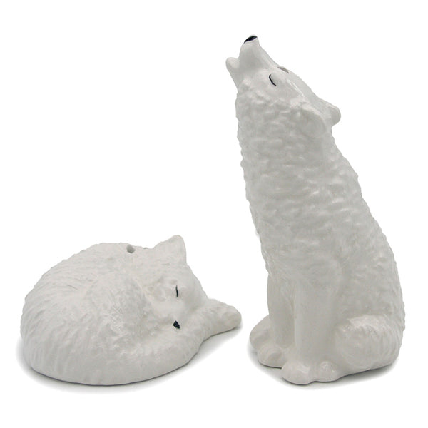 Novelty Ceramic Salt and Pepper - White Wolf SP98-0