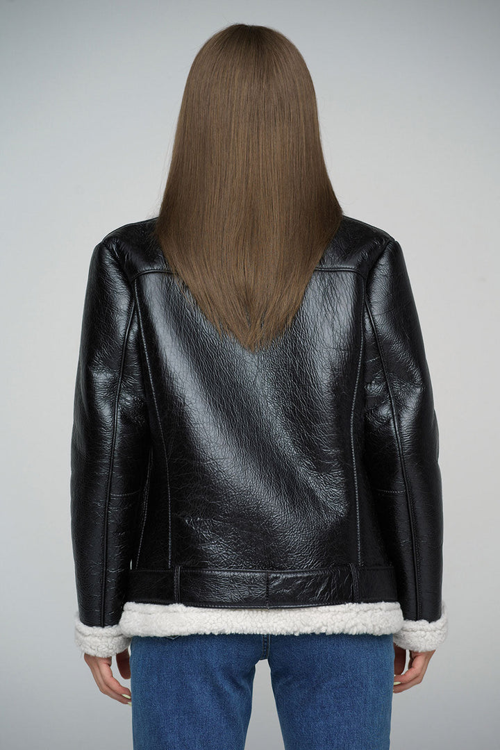 Black Merino Shearling Leather Jacket-2