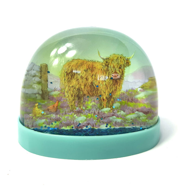 Large Collectable Snow Storm - Jan Pashley Highland Coo WB28-0