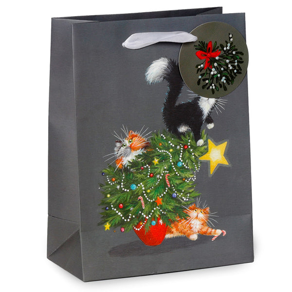 Kim Haskins Cats Christmas Tree Catastrophe Medium Gift Bag XGBAG98B-0