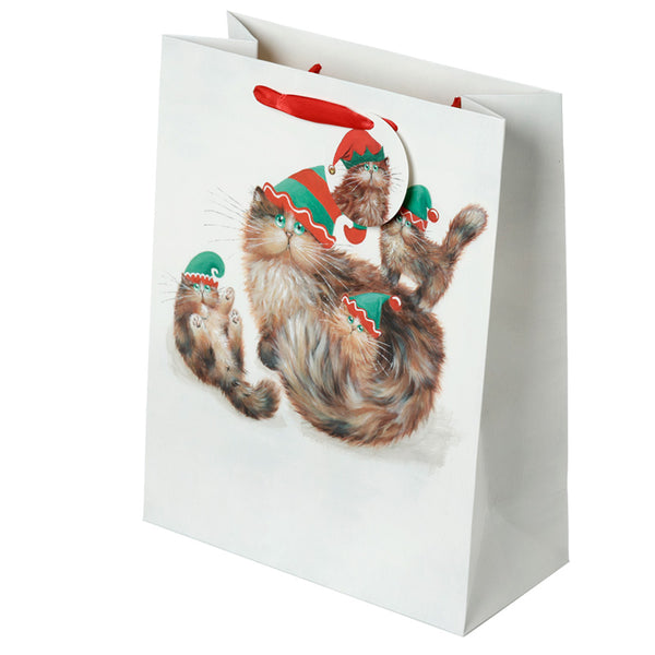 Kim Haskins Cats Christmas Elves Large Gift Bag XGBAG99A