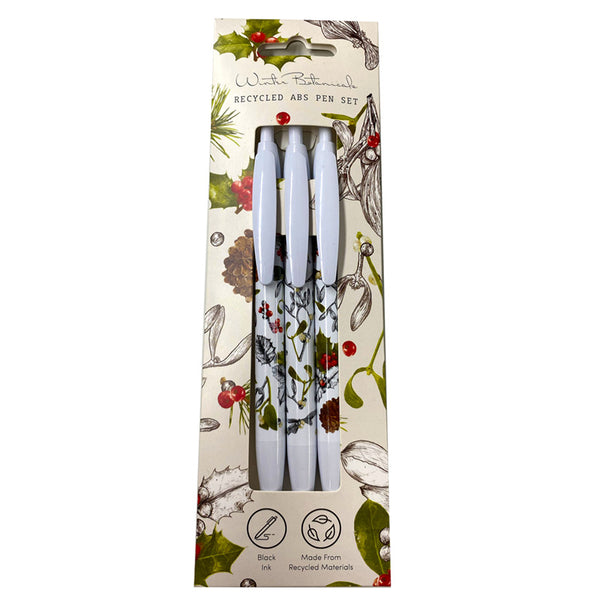 Recycled ABS 3 Piece Pen Set - Christmas Winter Botanicals XPENS36-0