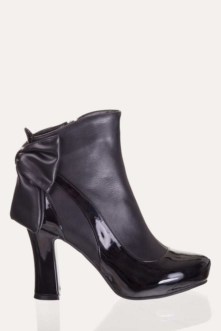 Banned Apparel - Sadie Black Bow Heel Ankle Boots - Egg n Chips London