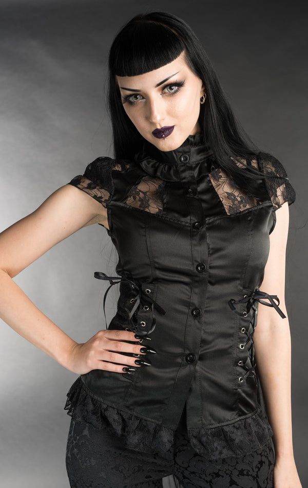 Dracula Clothing - Gothic Black Laced Steampunk Blouse