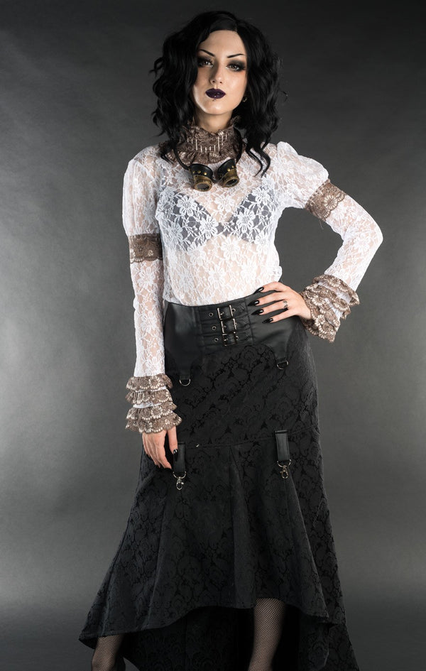 Dracula Clothing - Gothic Brown Steampunk Lace Top