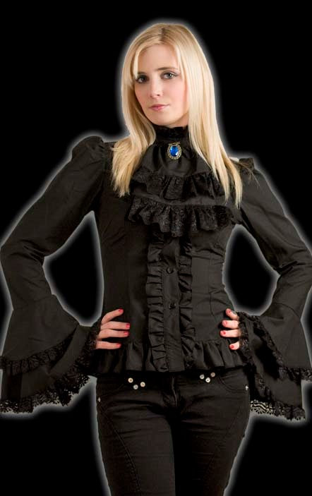 Dracula Clothing - Gothic Black Steampunk Cravat Blouse