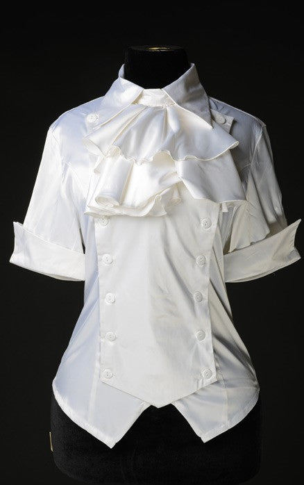 Dracula Clothing - Gothic White Satin Panel Cravat Steampunk Blouse