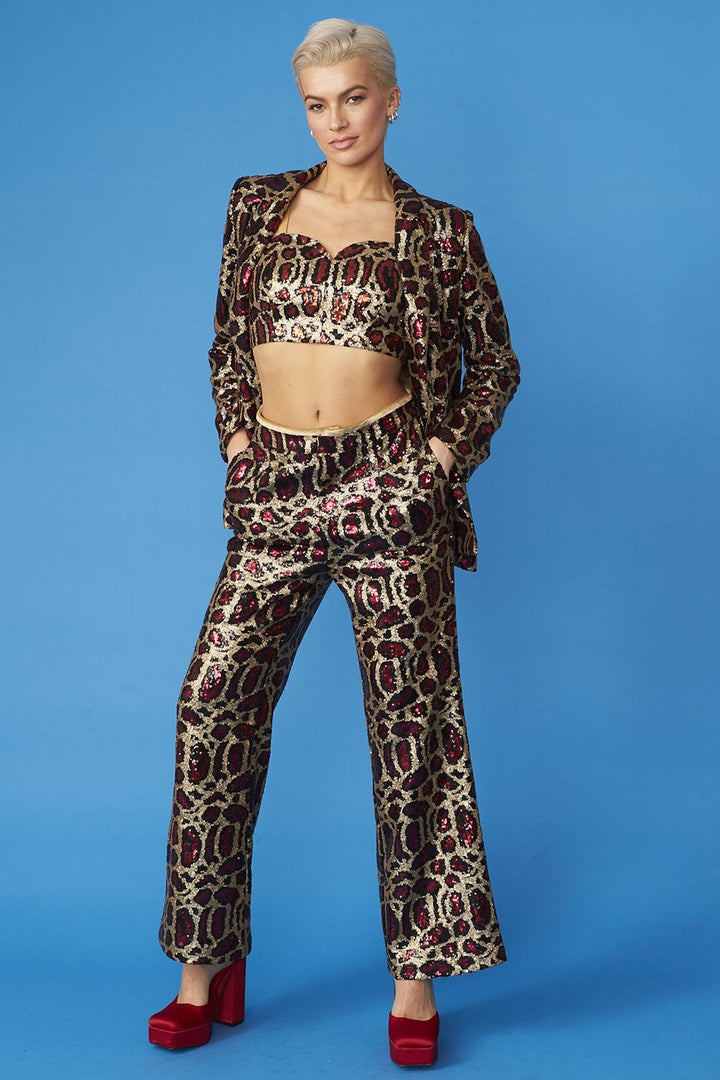 Pink Bamboo Sequin Trousers-1