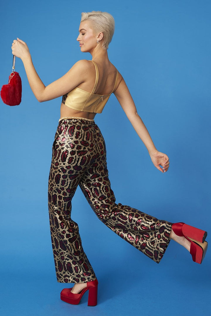 Pink Bamboo Sequin Trousers-3