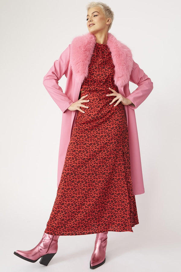 Pink Eco Leather Trench Coat-0