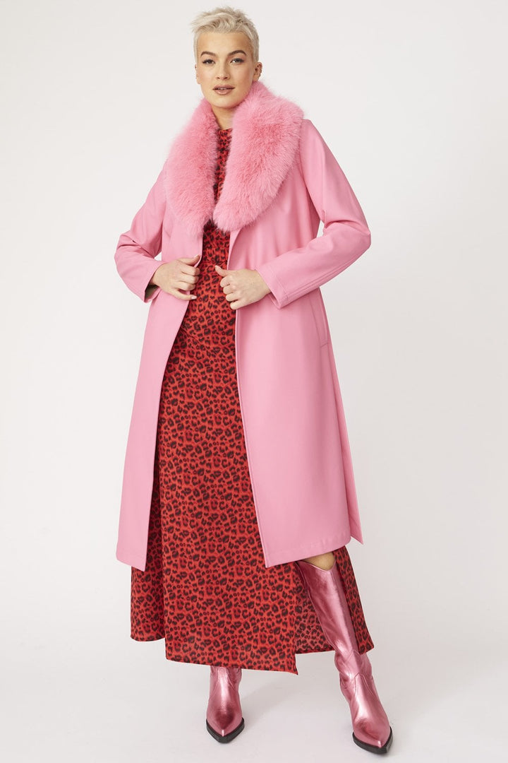 Pink Eco Leather Trench Coat-3