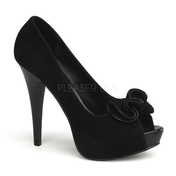 Pin Up Couture - Lolita Black Suede Pu Platform Pump with Ruffle Detail At Toe - Egg n Chips London