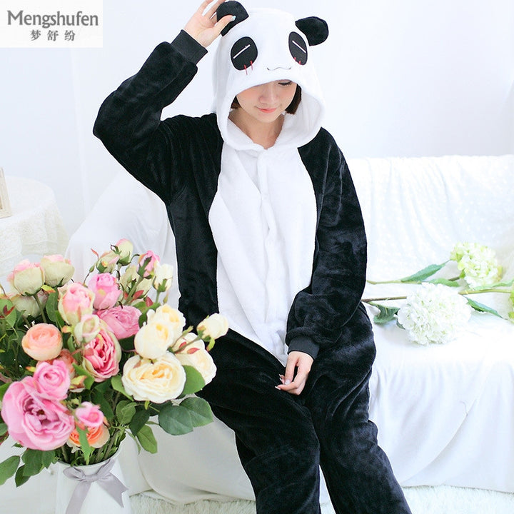 Mengshufen - Panda Animal Style Flannel Jumpsuit Pyjamas - Egg n Chips London