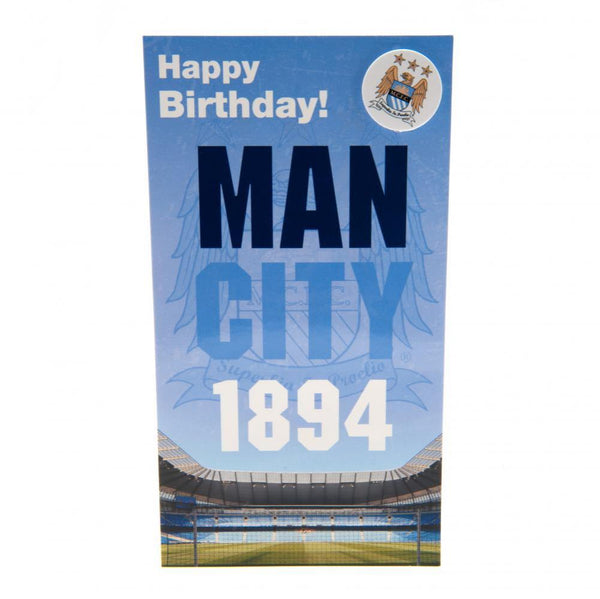 Manchester City FC Birthday Card & Badge EST